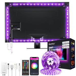 lot 63243 image: Smart Tv Led Backlights, 9.8ft Wifi Strip Lights For Tv Compatible With Alexa, Google Assistant, Remote, Music Sync 16 Million Rgb Colors, Avatar Cont - Retail $44