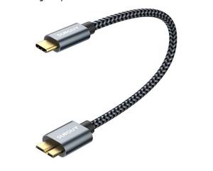 lot 63249 image: 10Gbps Micro B to USB C Hard Drive Cable 1FT, USB 3.1 USB C to Micro B, High-Speed External Hard Drive USB C Cable for iPhone 16 15 ProPro Max, MacBook ProAir, WD Toshiba Westgate Seagate - Retail $8