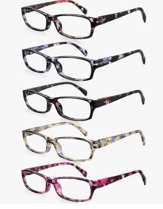 lot 63251 image: 5Pack Womens Blue Light Blocking Reading Glasses Spring Hinge Computer Readers - Retail $15