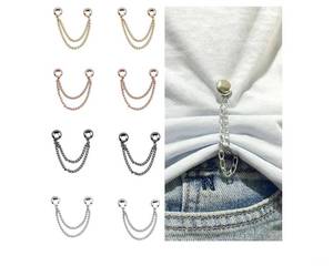 lot 63258 image: 8PCS Magnetic Clothing Clips - Multi-Function Magnetic Buttons with Chain, Strong Magnet Pin for T-Shirt Shortening, Fixing Scarves, Hijab, Collar, Pants Hems & More, Brooch Pin & Sewing Clips in One - Retail $4
