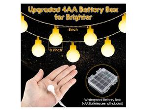 lot 63276 image: 1 Pack Canopy Tent Lights, 59ft 120LEDs Canopy Lights Outdoor Battery Powered with 8 Modes, Bright Camping Canopy String Lights for 10 x 20 Pop Up Canopy Tent, Suitable for Tailgate Party - Retail $15