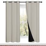 100% Blackout Window Curtain Panels, Full Light Blocking Drapes with Black Liner for Nursery, 72-inch Drop Thermal Insulated Draperies (Natural, 2 Pieces, 42-inch Wide Per Panel) - Retail: $41
