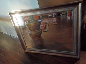 lot 915 image: Decorative Wall Mirror.  38 x 48. Beveled, Two Toned.  Located in Basement with Walkout