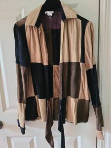 lot 1009 image: Multi-Color Leather Patchwork Jacket, Womens Size XS