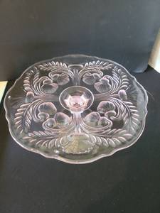 lot 1030 image: Mosser Glass Rose Pink Inverted Thistle Cake Stand Plate