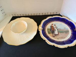lot 1039 image: Lenox Chip and Dip Platter and an Empire China Return of The Mayflower Plate