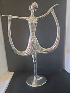 lot 1048 image: Art Deco Style Dancing Lady Figurine Sculpture, 21in tall