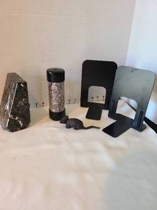 lot 1062 image: Stone and metal bookends, more