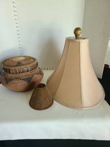 lot 1070 image: Handwoven Native American Basket with Lamp Shades