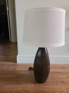 lot 1088 image: Ceramic Table Lamp with White Drum Shade, 36in tall
