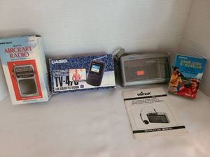 lot 1097 image: Electronics Bundle - Radio Shack Aircraft Radio, Casio TV-470 LCD Television, Unitech Cassette Player