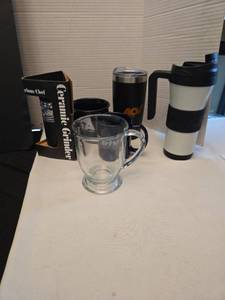 lot 1219 image: Ceramic grinder, NIB, Starbucks thermal mug, more