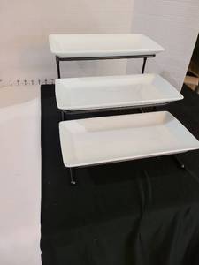 lot 1303 image: Tiered serving pieces, disassembles for storage
