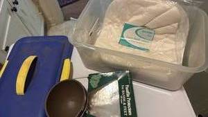 lot 1451 image: Sterilite latching tote with Gauze Masks and more