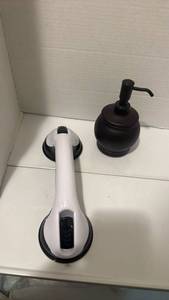 lot 1461 image: Bathroom Safety Grab Bar and Soap Dispenser Set