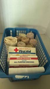 lot 1528 image: First Aid Medical Supply Lot with Gauze Bandages and Dressing