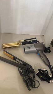 lot 1537 image: Professional Hair Styling Tools Set - Curling Iron, Hair Dryer, and Flat Iron Bundle