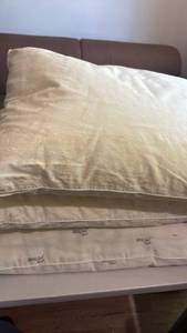 lot 1550 image: Feather pillows have removable zipper covers and other pillow