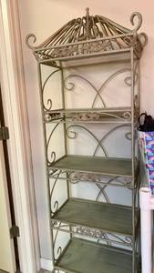 lot 1600 image: Ornate Metal Birdcage Style Bookshelf with Decorative Scrollwork 68X18X10
