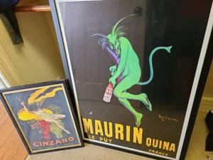 lot 1704 image: Maurin Quina and Cinzano French Advertising Poster Prints Set, larger is 42x30