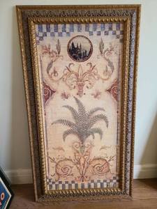 lot 1705 image: Large Ornate Gold Framed Botanical Wall Art, 49x27