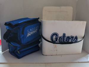lot 3001 image: Cheney Door Company Blue Cooler Bag and Gators Cooler Set