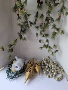 lot 3012 image: Christmas Holiday Decoration Bundle with Garland and Ornaments