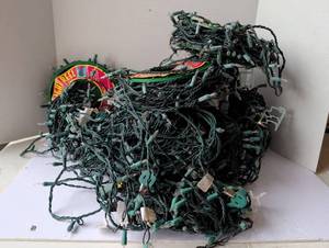 lot 3017 image: Large Lot of Green Christmas Light Strings with Storage Reels