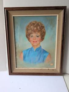 lot 3047 image: Gentry Original Portrait Pastel of Woman in Blue