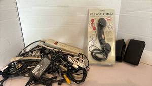 lot 3116 image: Electronics Bundle with Retro Phone Handset and Mixed Cables