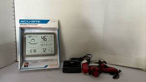 lot 3120 image: AcuRite Wireless Weather Station with Sharp Clock Radio and personal fans