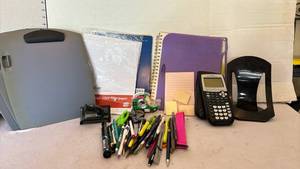 lot 3167 image: Office Supplies Bundle with Clipboard, Pens, Calculator and Stationery