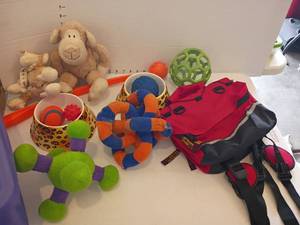 lot 3224 image: Doggie Bowls, Bag and Toys