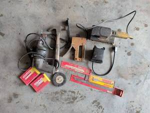 lot 3308 image: Power Tools Lot with Shop Saw Accessories and Staples