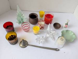 lot 3311 image: Mixed candle and Decorative Items Collection with pewter snuffer