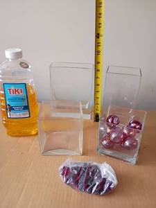 lot 3327 image: Glass Vases, Rocks and Torch Fuel