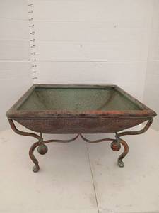 lot 3405 image: Home Decor.  Tin, Square Bowl.  Great for centerpiece. 8 x 14 x 14