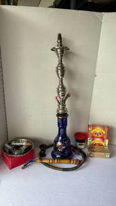 lot 3507 image: Hookah Water Pipe Set with Flavored Tobacco and Accessories