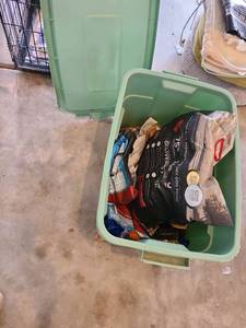 lot 3609 image: Tote with open bags of dog food