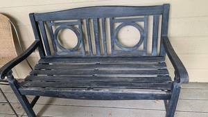 lot 4002 image: Wooden Garden Bench with Circular Design Backrest 34X48