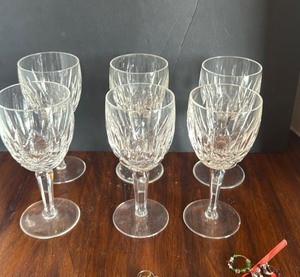 lot 1109 image: Waterford Crystal wine glasses set of 6 with charms
