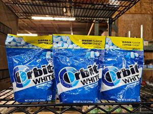 lot 6057 image: Lot of 3 Orbit White Peppermint Gum Bulk - 8.5oz120ct. BB April 2023