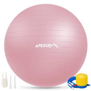 lot 5221 image: APEXUP Yoga Ball Exercise Ball Anti Slip Heavy Duty for Fitness, Balance & Core Workout, Balance Training, Pregnancy & Physical Therapy, 5 Sizes (M (1922) 55cm, Pink)