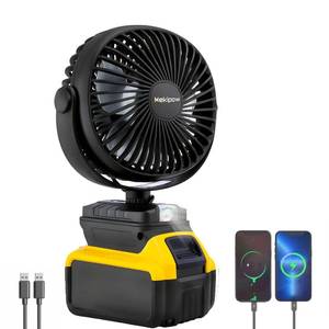 lot 5230 image: MekiPow Cordless Jobsite Fan Fit for Dewalt 20V, Battery Powered Portable Fan with Brushless Motor, Work, 2 Speeds, USB Charging, for Outdoor, Camping, Workshops, Office, Home, Desks, RVs(TOOL ONLY)