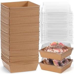 lot 5236 image: Cinccoke 50 Pack Mini Charcuterie Boxes with Clear Lids, 4.5x4.5 Inches Dessert Boxes Square Disposable Bakery Boxes to Go Food Containers for Daughter, Wedding, Party, Strawberries, Cake & Cookies