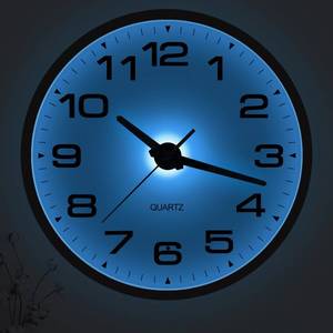 lot 5243 image: JoFomp Lighted Wall Clocks Battery Operated, 12 Inch Wall Clock for Bedroom Night Glow, Light Up Wall Clock Silent, Glow in The Dark Wall Clocks for Living Room Decor, Light Sensor - Auto Lighting