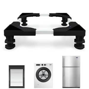 lot 5245 image: KUPAO Mini Fridge Stand Adjustable Universal Base with 4 Strong Feet Washer Dryer Pedestal for Small Refrigerator, Portable Compact Washer or Dryer, Black