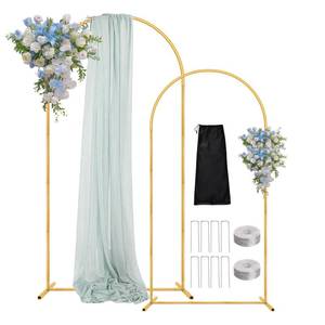 lot 5246 image: Arch Backdrop Stand, 7.2FT 6FT Wedding Arch Gold Set of 2, Metal Balloon Arch Kit Stand with Base for Gender Reveal Ceremony Birthday Anniversary Bridal Graduation Party Event Background Decoration