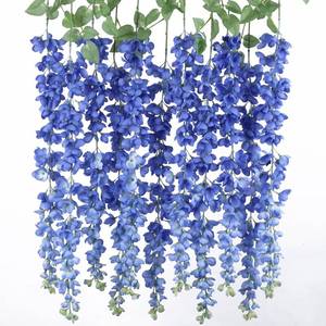 lot 5268 image: mizii 6Pcs Royal Blue Wisteria Hanging Flowers 48 Silk Wisteria Artificial Flowers Garland Vines Fake Hanging Flowers Decoration for Wedding Flower Wall Backdrop Centerpieces Room Decor (Royal Blue)