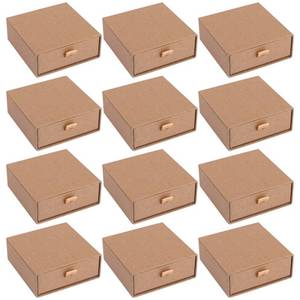 lot 5274 image: Framendino, 12 Pack Cardboard Drawer Diaplay Jewelry Boxes 3.5x3.5x1.4 Inch Small Kraft Paper Gift Box Packaging Case for Earring Bracelet